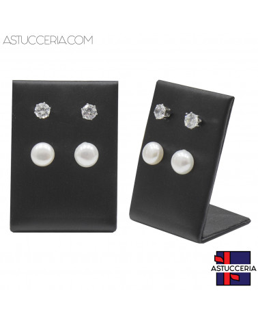 Espositore Per Orecchini Linea LUXURY Pannello 4 Fori 35x50x25mm 2 pezzi Similpelle Nero