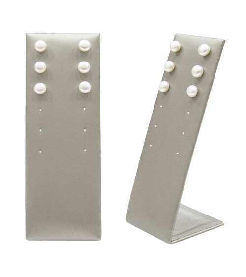 Espositore Per Orecchini Linea LUXURY Pannello 12 Fori 50x140x50mm 2 pezzi Similpelle Argento