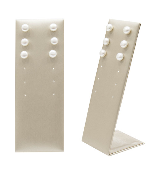 Espositore Per Orecchini Linea LUXURY Pannello 12 Fori 50x140x50mm 2 pezzi Similpelle Beige Oro