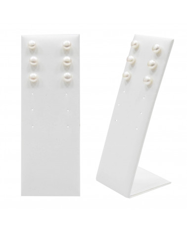Espositore Per Orecchini Linea LUXURY Pannello 12 Fori 50x140x50mm 2 pezzi Similpelle Bianco Perla