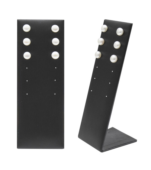 Espositore Per Orecchini Linea LUXURY Pannello 12 Fori 50x140x50mm 2 pezzi Similpelle Nero