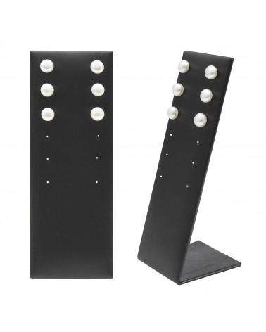 Espositore Per Orecchini Linea LUXURY Pannello 12 Fori 50x140x50mm 2 pezzi Similpelle Nero