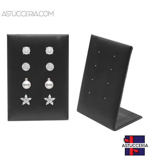 Espositore Per Orecchini Linea LUXURY Pannello 8 Fori 60x85x40mm 2 pezzi Similpelle Nero