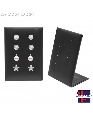 Espositore Per Orecchini Linea LUXURY Pannello 8 Fori 60x85x40mm 2 pezzi Similpelle Nero