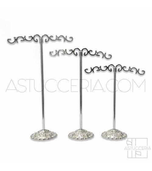 Espositori Per Orecchini Di Metallo Barocco H 9cm 11cm 13cm 12pz Argento