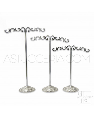 Espositori Per Orecchini Di Metallo Barocco H 9cm 11cm 13cm 12pz Argento