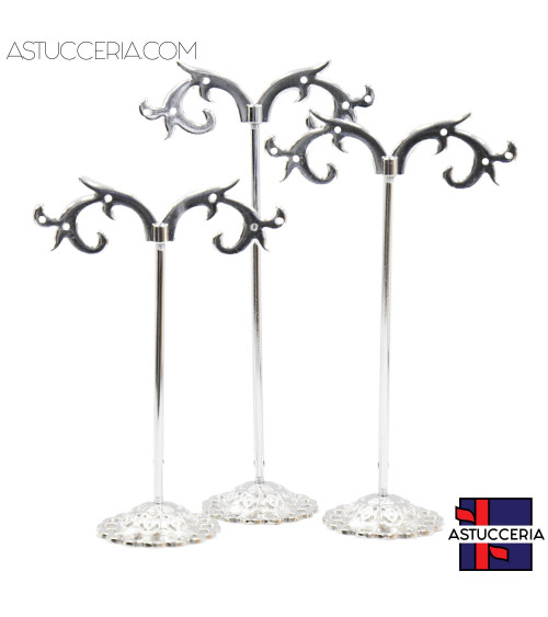 Espositori Per Orecchini Di Metallo Fantasia H 10cm 12cm 13,5cm 12pz Argento