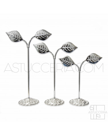 Espositori Per Orecchini Di Metallo Foglia H 10cm 12cm 14cm 12pz Argento
