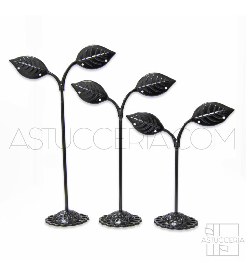 Espositori Per Orecchini Di Metallo Foglia H 10cm 12cm 14cm 12pz Nero