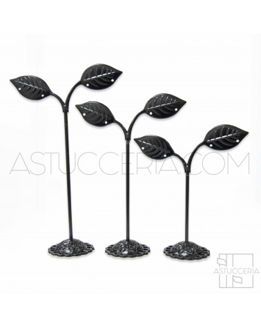 Espositori Per Orecchini Di Metallo Foglia H 10cm 12cm 14cm 12pz Nero