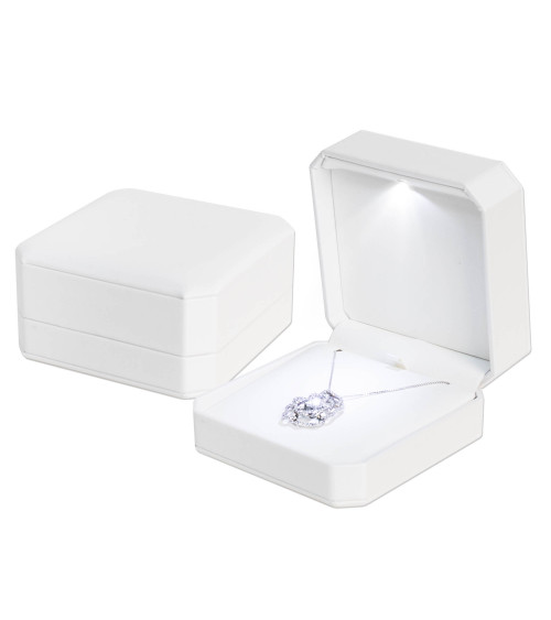 Astucci Per Gioielli Con Luce Linea TIVOLI 100x100x52mm Collana 6 pezzi Bianco