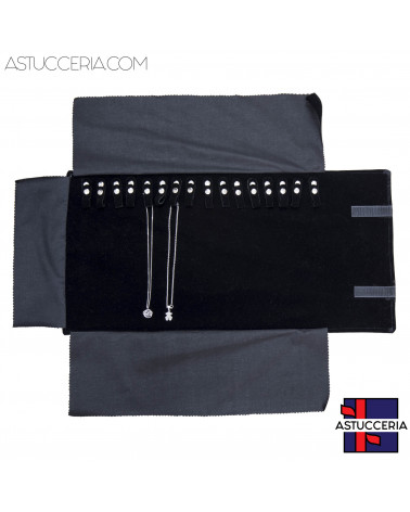 Rotolo Astucci Porta Gioielli Velluto Per Collane 1 Pezzo Interno Nero