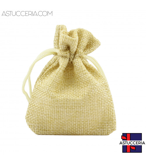 Sacchetti Regalo Di Juta Doppio Laccio 7x9cm 20pz Beige