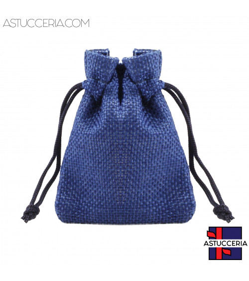 Sacchetti Regalo Di Juta Doppio Laccio 7x9cm 20pz Blu Denim