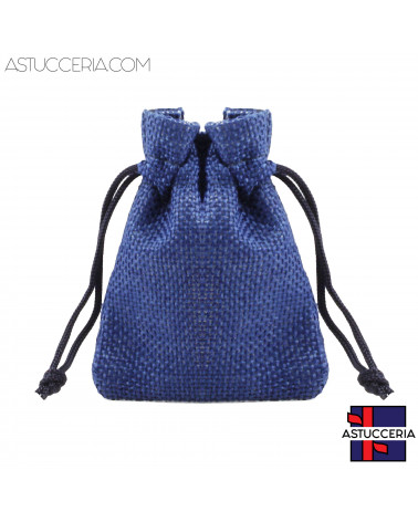 Sacchetti Regalo Di Juta Doppio Laccio  7x9cm 20pz Blu Denim